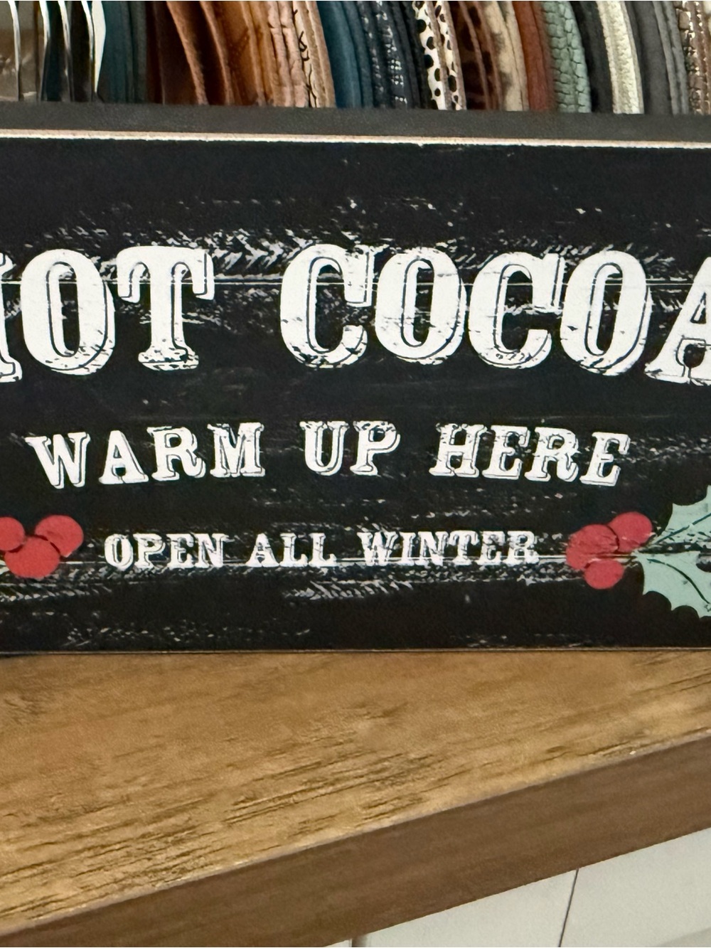 Holiday 'Hot Cocoa' Wood Sign in Black and Red - Home Holiday Decor